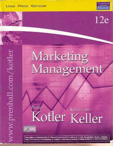 Pearson Marketing Management 12 Edition By Philip Kotler &  Kevin L Keller